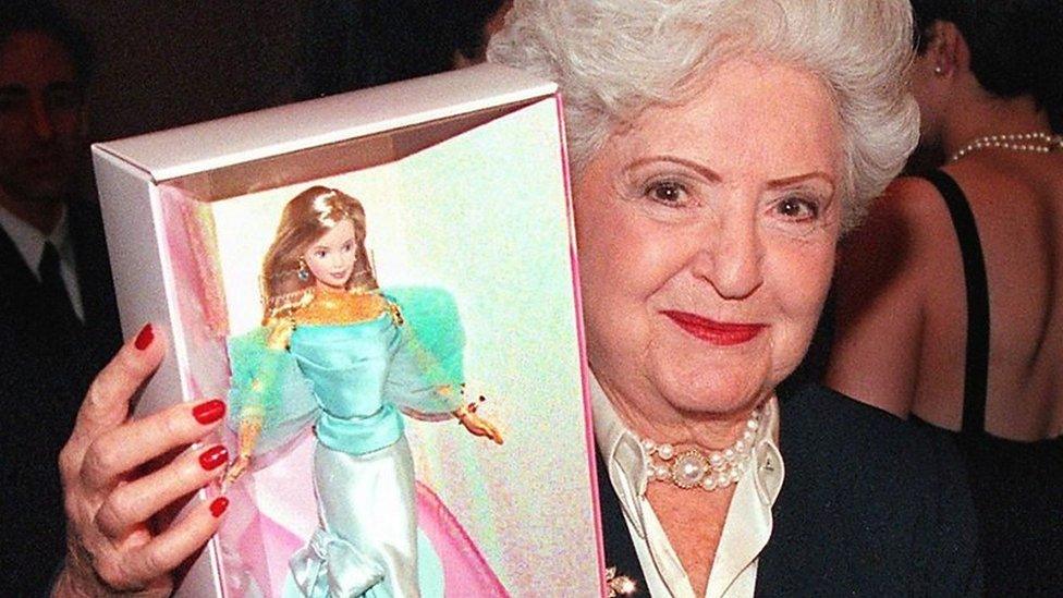 Ruth Handler, Mattel co-founder and inventor of Barbie, celebrating the doll's 40th birthday