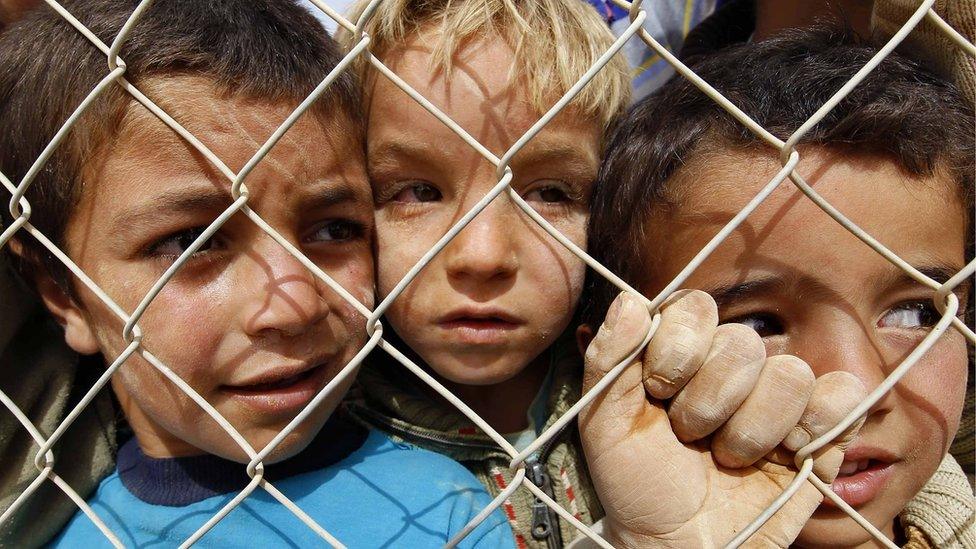 Children in a refugee camp in Jordan