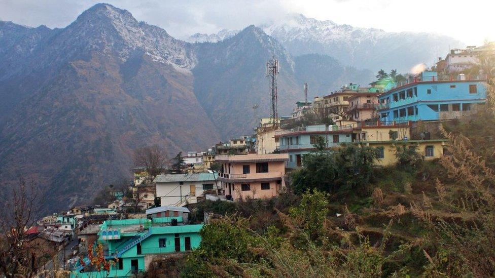 A general view of the Joshimath town is pictured in Chamoli district of Uttarakhand state on January 12, 2023, after authorities in one of the holiest towns in the Indian Himalayas were evacuating panicked residents on January 8 after hundreds of houses began developing yawning cracks and sinking, officials said.