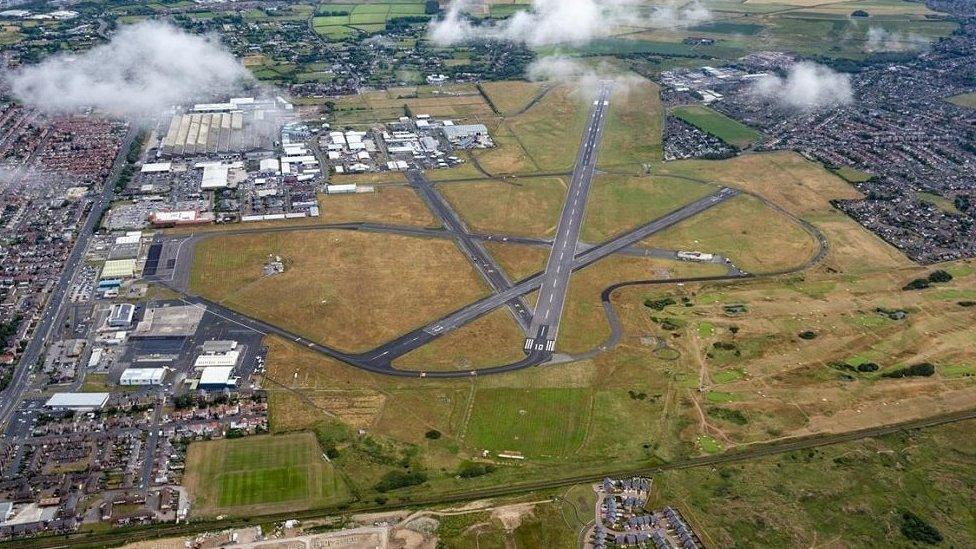 Ariel shot of Blackpool airport.