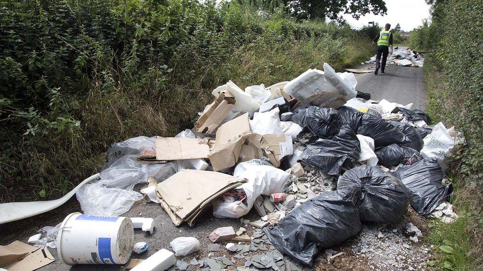 The fly-tipped rubbish