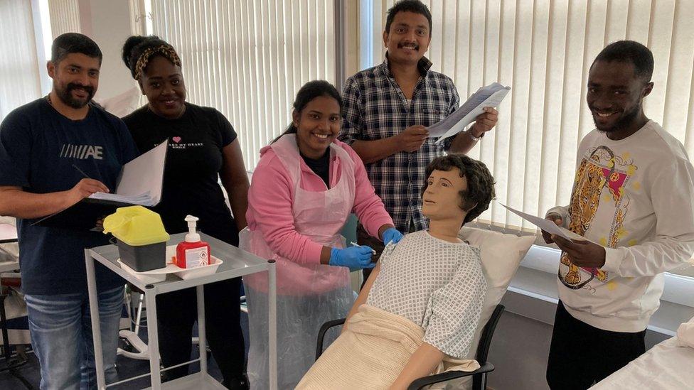 The current cohort of overseas nurses during their training in Baglan, Neath Port Talbot