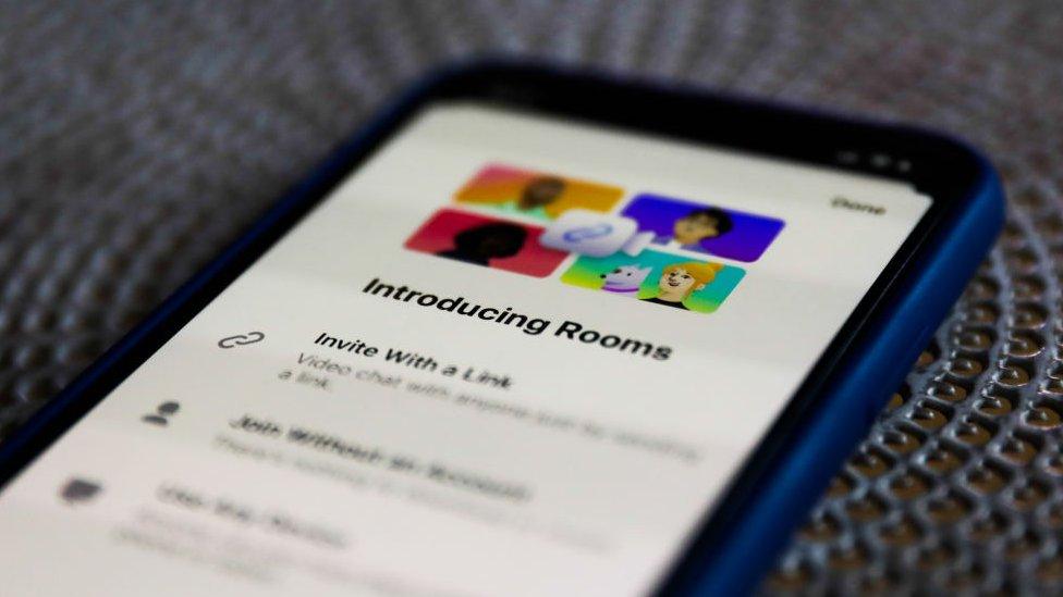 Facebook Messenger Rooms app on a phone