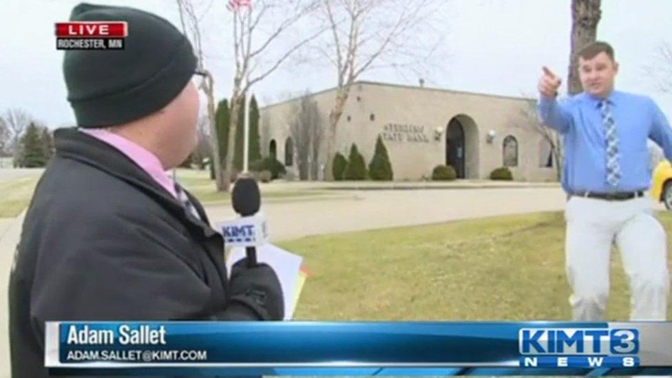 Bank employee points to robbery suspect as Andrew Sallet reports live