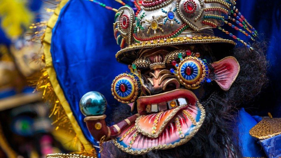 A Morenada dancer during the 2015 carnival