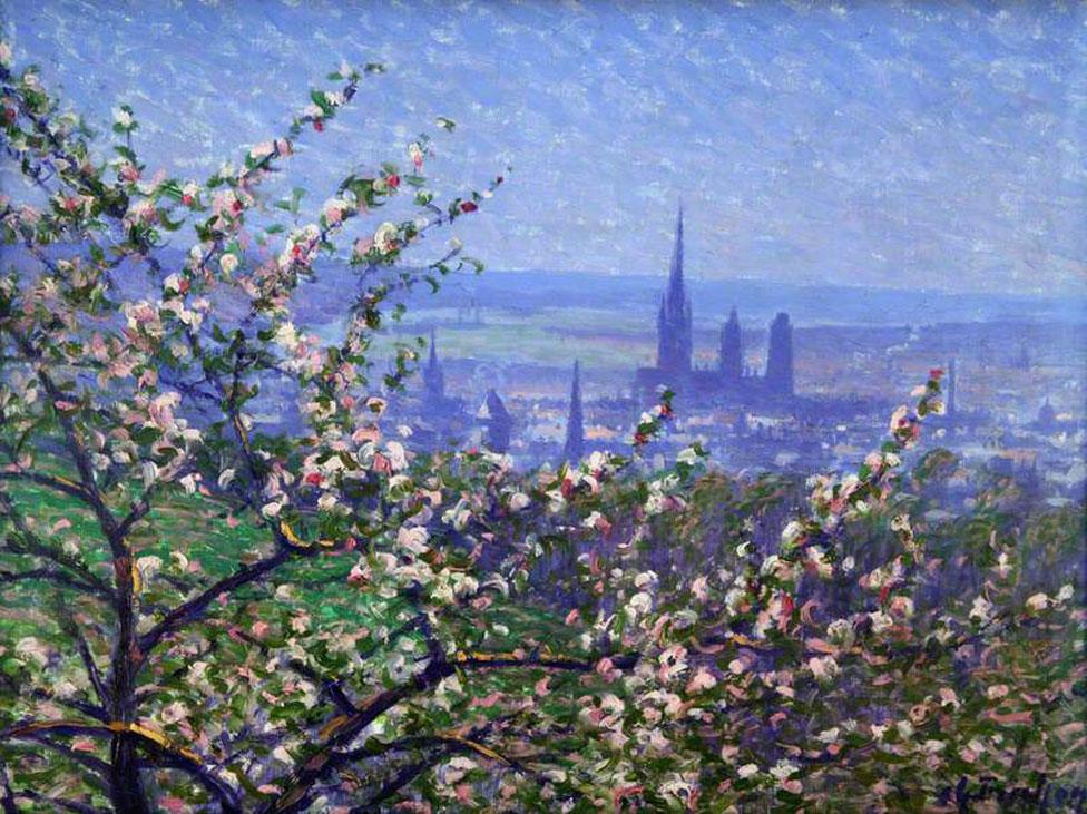 View of Rouen through an Apple Tree by Charles Frechon