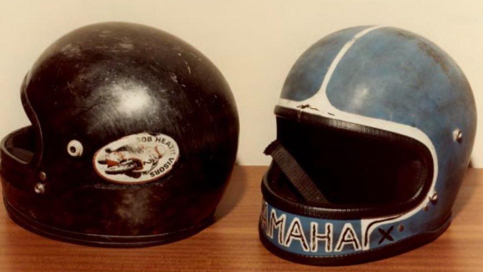 Motorbikes helmets found abandoned after the bomb attack in Lurgan in 1982