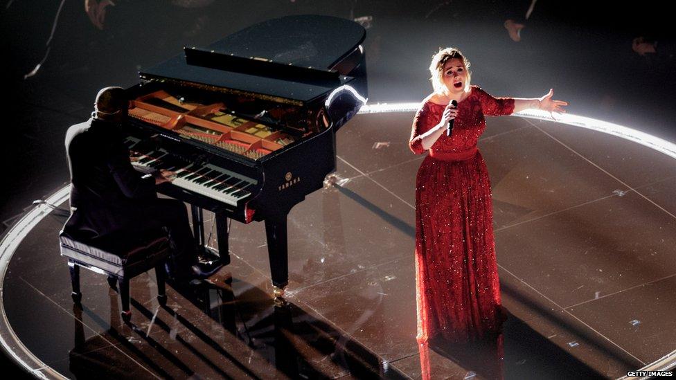 Adele performing at the Grammys