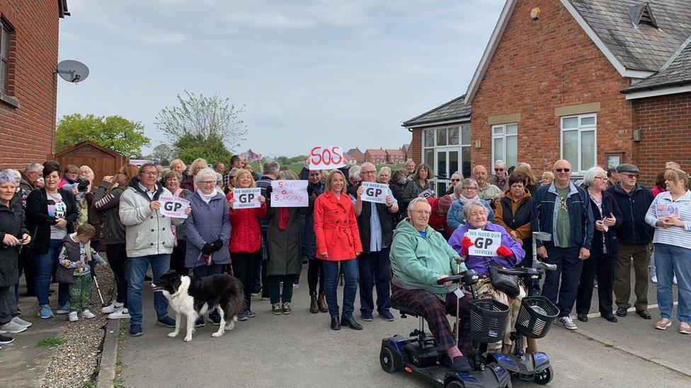 Protesters at the site on Saturday