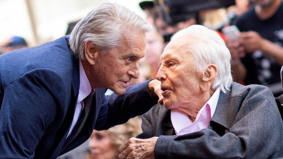 Kirk Douglas (right) and his son actor Michael Douglas. Photo: November 2018