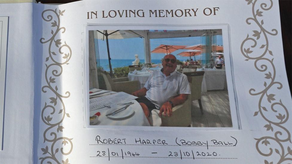 A book of condolence for comedian Bobby Ball outside Hope Church in Lytham Saint Annes