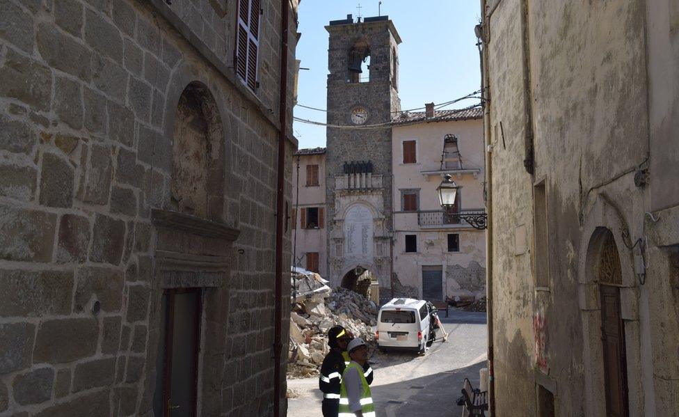 Earthquake damage in Arquata del Tronto, Marche, 27 September 2016