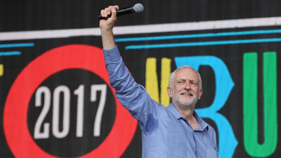 Jeremy Corbyn at Glastonbury,June 2017