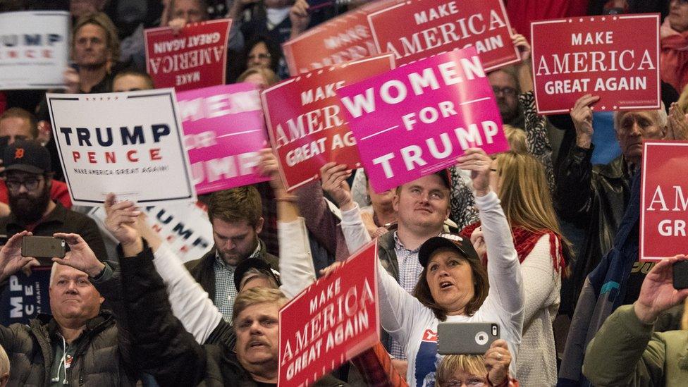 Guests cheer as President-elect Donald Trump speaks at US Bank Arena on December 1, 2016 in Cincinnati, Ohio