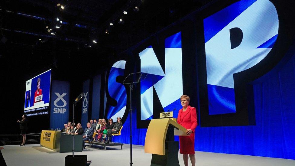 Nicola Strugeon at the SNP conference