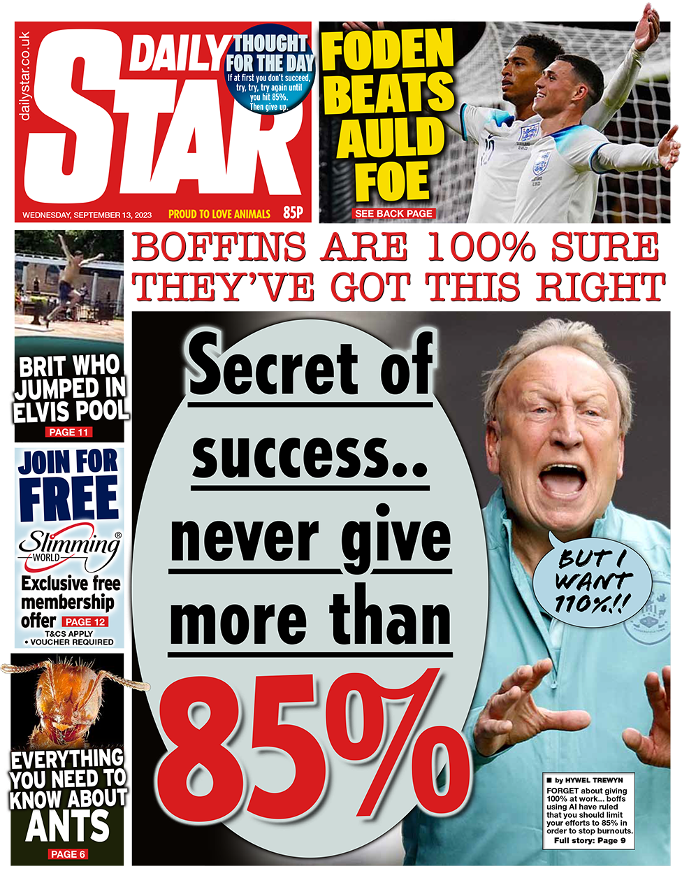 Front page of the Daily Star