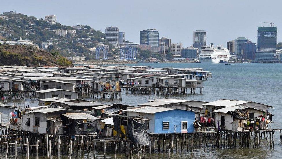 Makeshift huts in Port Moresby in 2018