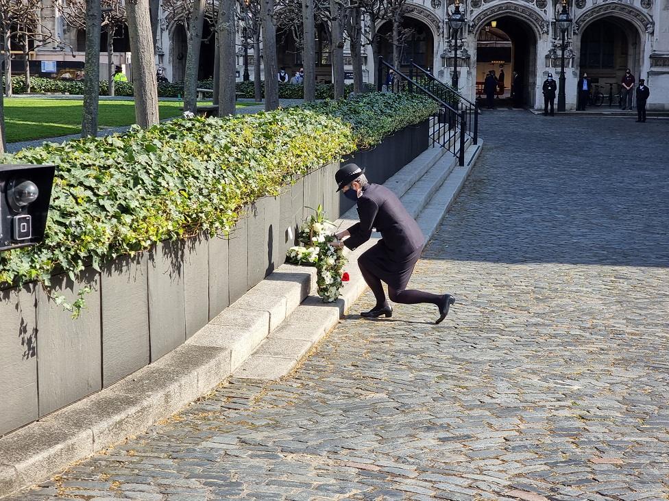 Dame Cressida Dick laid a wreath near the site where PC Palmer was stabbed