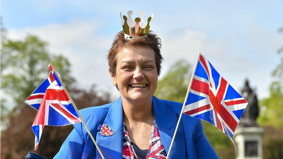 Woman with Union Jacks