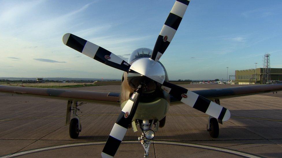 A Tucano plane at Aldergrove airbase