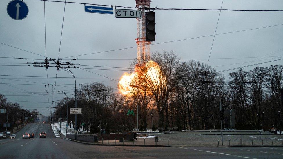 A blast at the TV tower in Kyiv