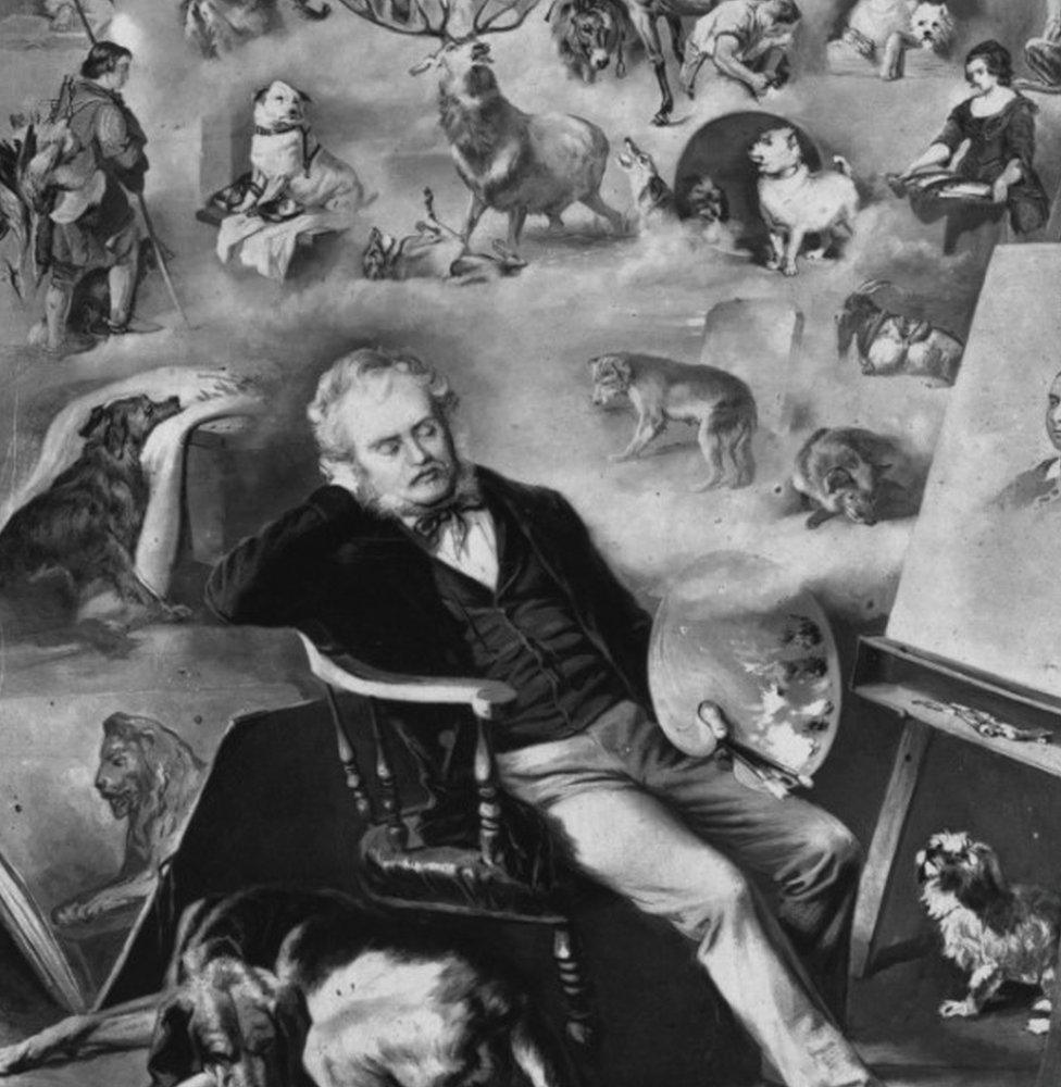 1873: A postcard in remembrance of Sir Edwin Landseer ( 1802 - 1873)