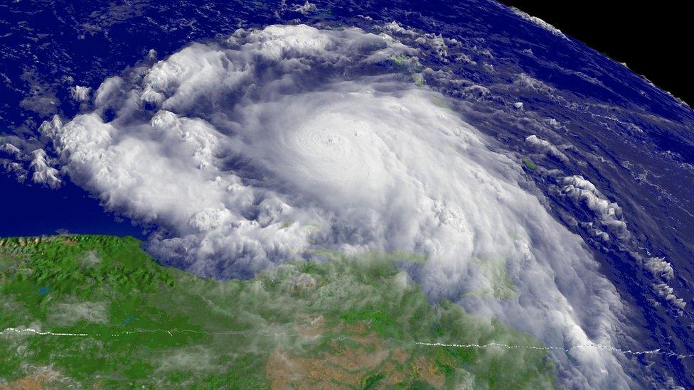 Hurricane Emily is shown in this computer generated NOAA satellite illustration made available July 14, 2005 over the south-eastern Caribbean Sea