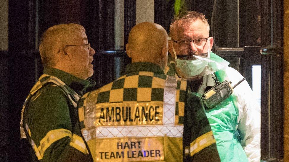 Ambulance and emergency service workers outside Prezzo in Salisbury on 16 September 2018