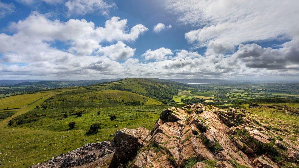 View from on top of Crook Peak on the Mendip Hills