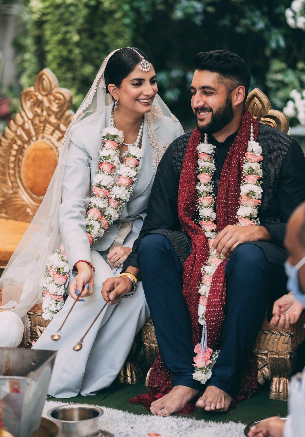 Sanjana Rishi and Dhruv Mahajan at their wedding