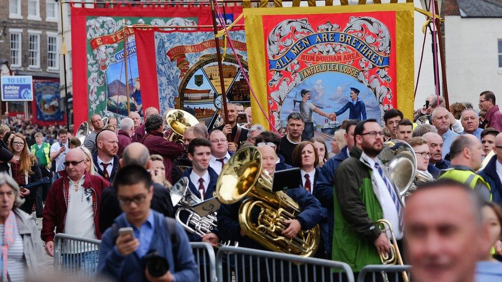 Durham Miners' Gala parade of banners