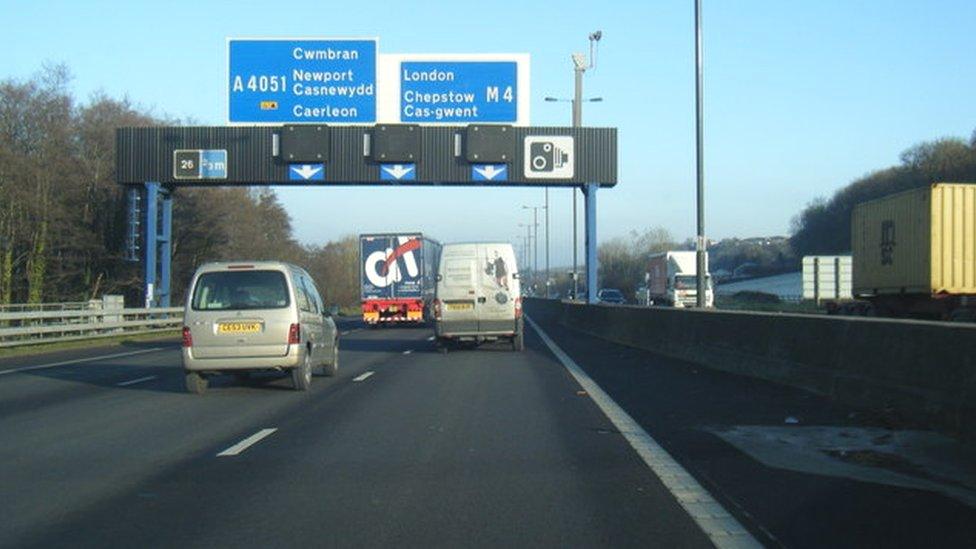 The M4 Eastbound around Newport towards the often congested Malpas Straight before the Brynglas Tunnels