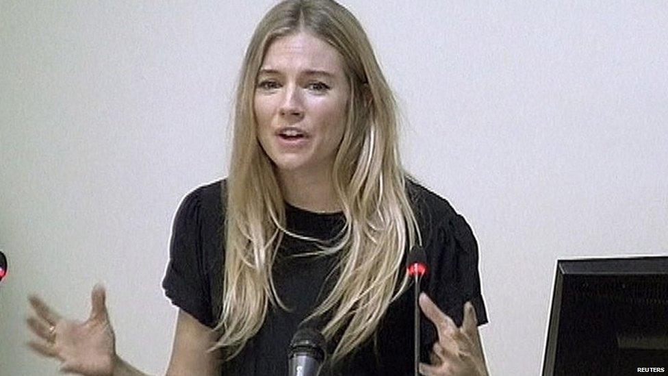 Actress Sienna Miller giving evidence to the Leveson inquiry