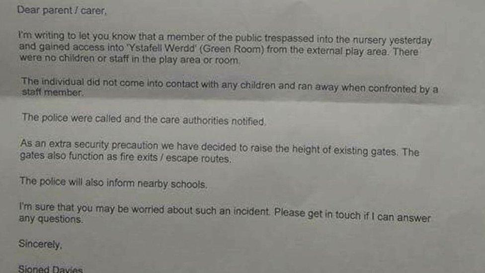 The letter sent to parents and carers on Friday