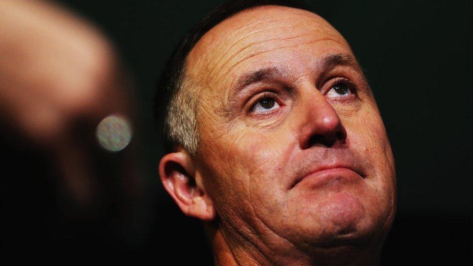 New Zealand's Prime Minister John Key speaks to the media following his speech at the Annual National Party Conference at Sky City on 26 July 2015 in Auckland, New Zealand.