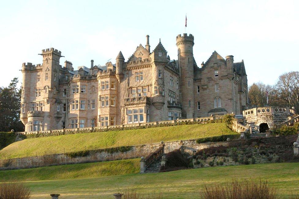 Exterior of Skibo Castle during Skibo Castle in Inverness, where Madonna And Guy Ritchie's held their wedding reception