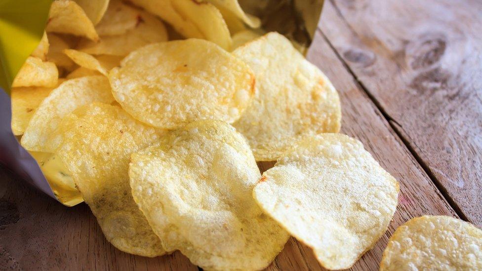 Packet of crisps on a table