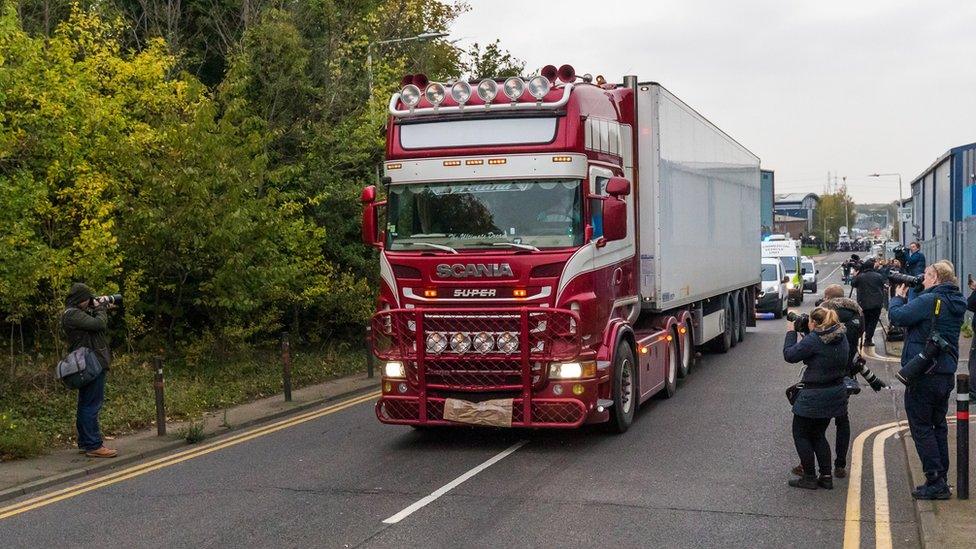 Police move the lorry