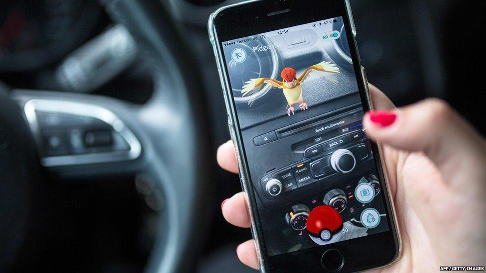 Pokemon Go in a car