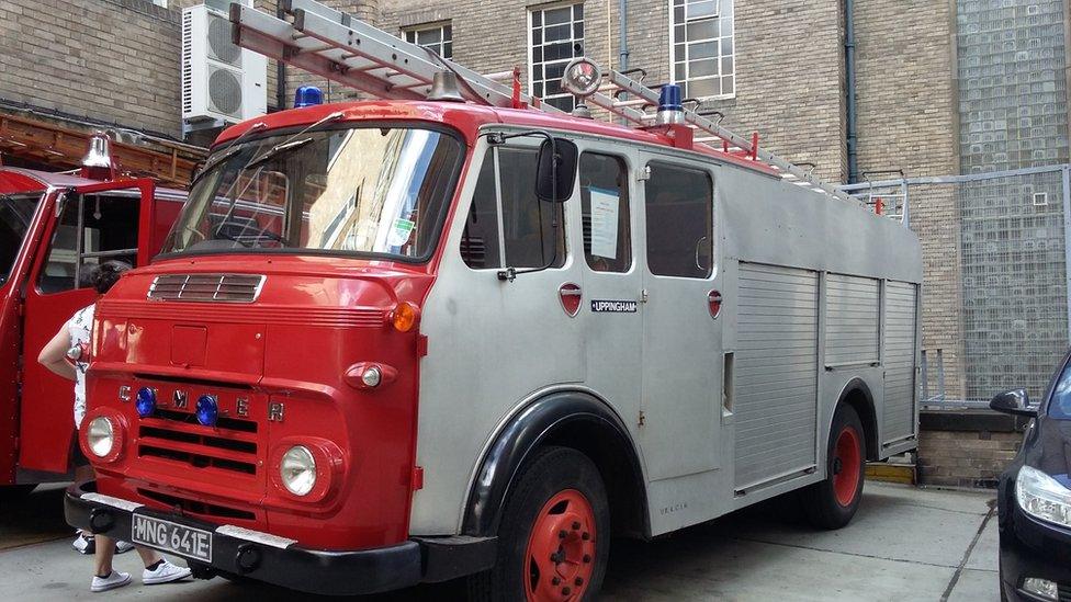 Red and grey fire engine