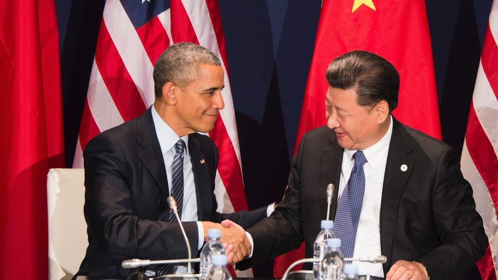 Obama and Xi shake hands