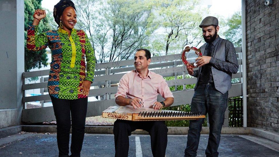 Musicians Kween G, Mohammed Lelo and James Tawadros