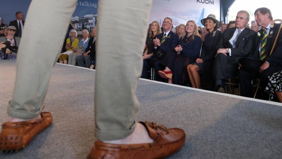 Prince Andrew, Duke of York in the fashion pavilion