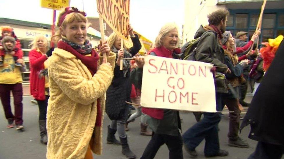 Lewes protesters marching