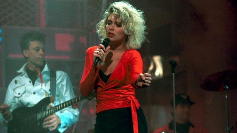 Kim Wilde appearing on the BBC's Top of the Pops