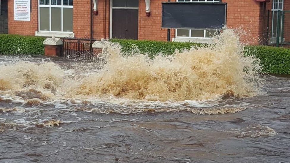 The burst main on Leabrook Road