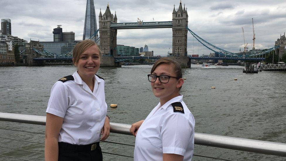 Lynsey and Sara standing in front of Tower Bridge on the River Thames