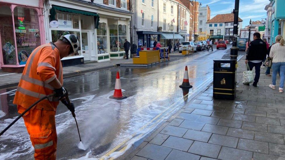 The graffiti being washed away in Louth