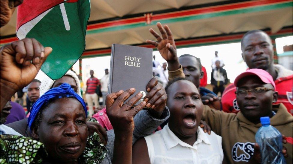 Odinga supporters cheered as they waited for him to appear at Nairobi's Uhuru Park