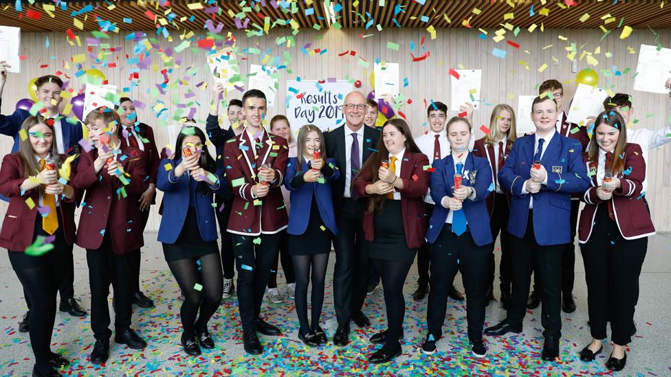 School pupils with John Swinney